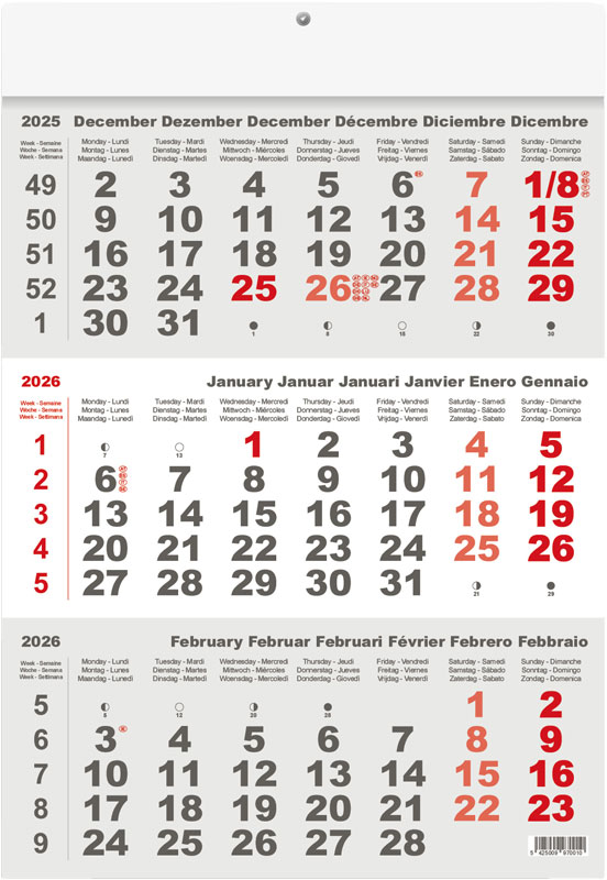 3 MAANDKALENDER 30X39CM