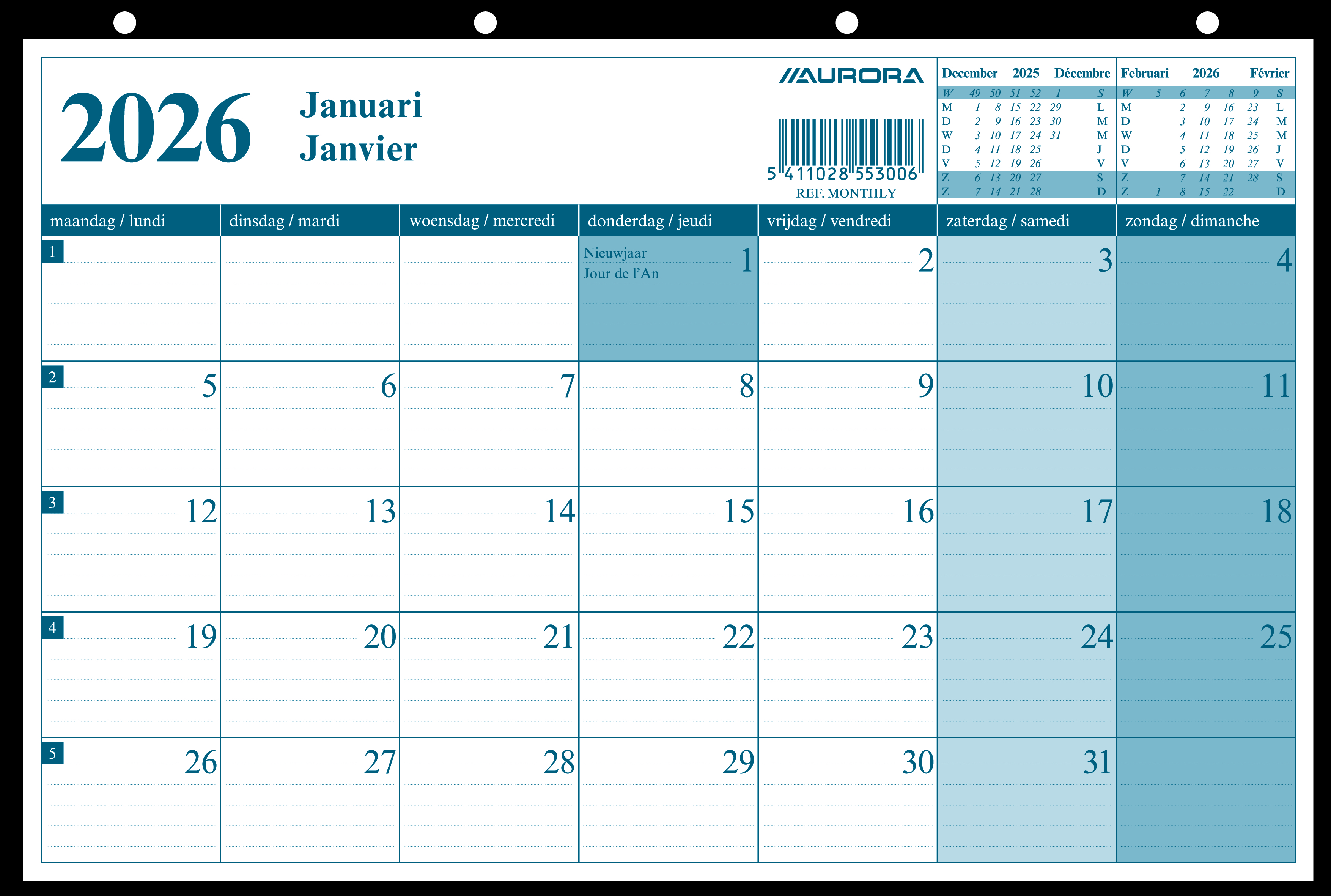 AURORA KALENDER MONTHLY