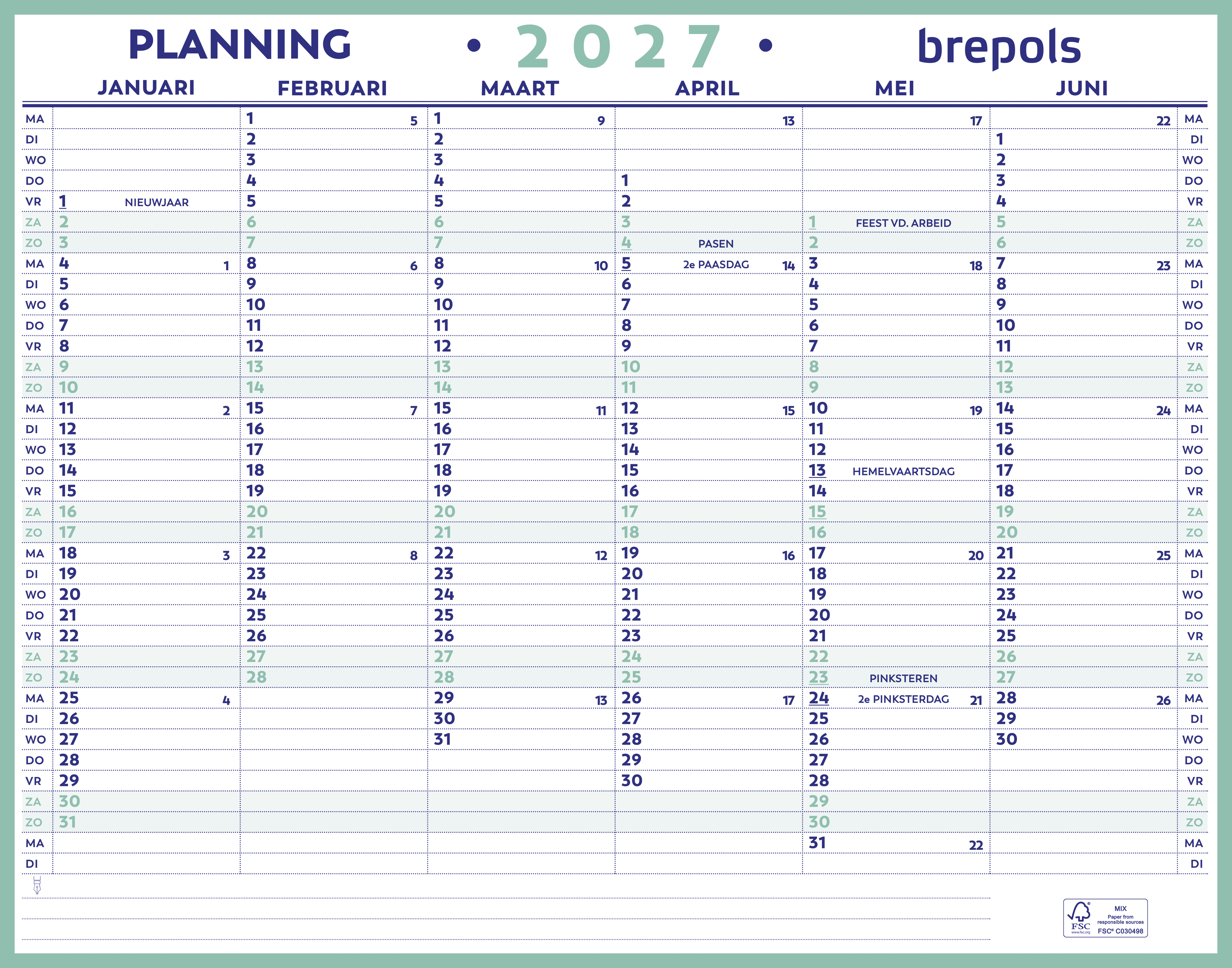 BREPOLS KALENDER MAXI PLANNING