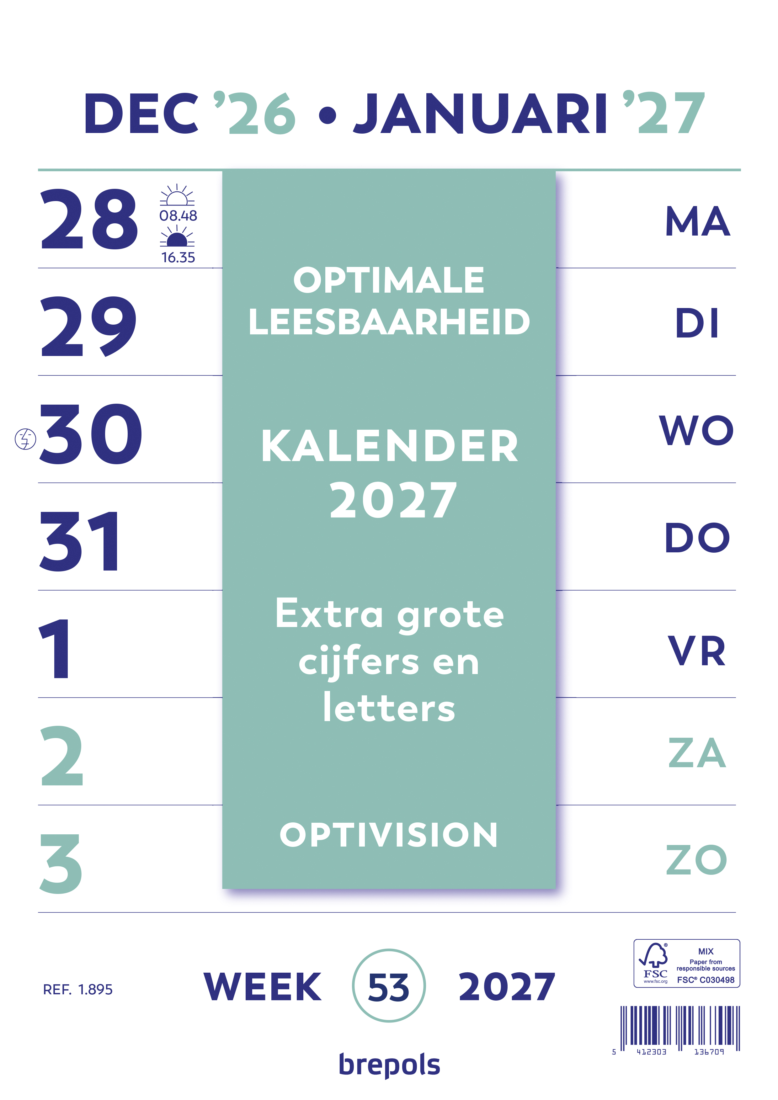 BREPOLS KALENDER WAND WEEK OPTIVISION WIRE