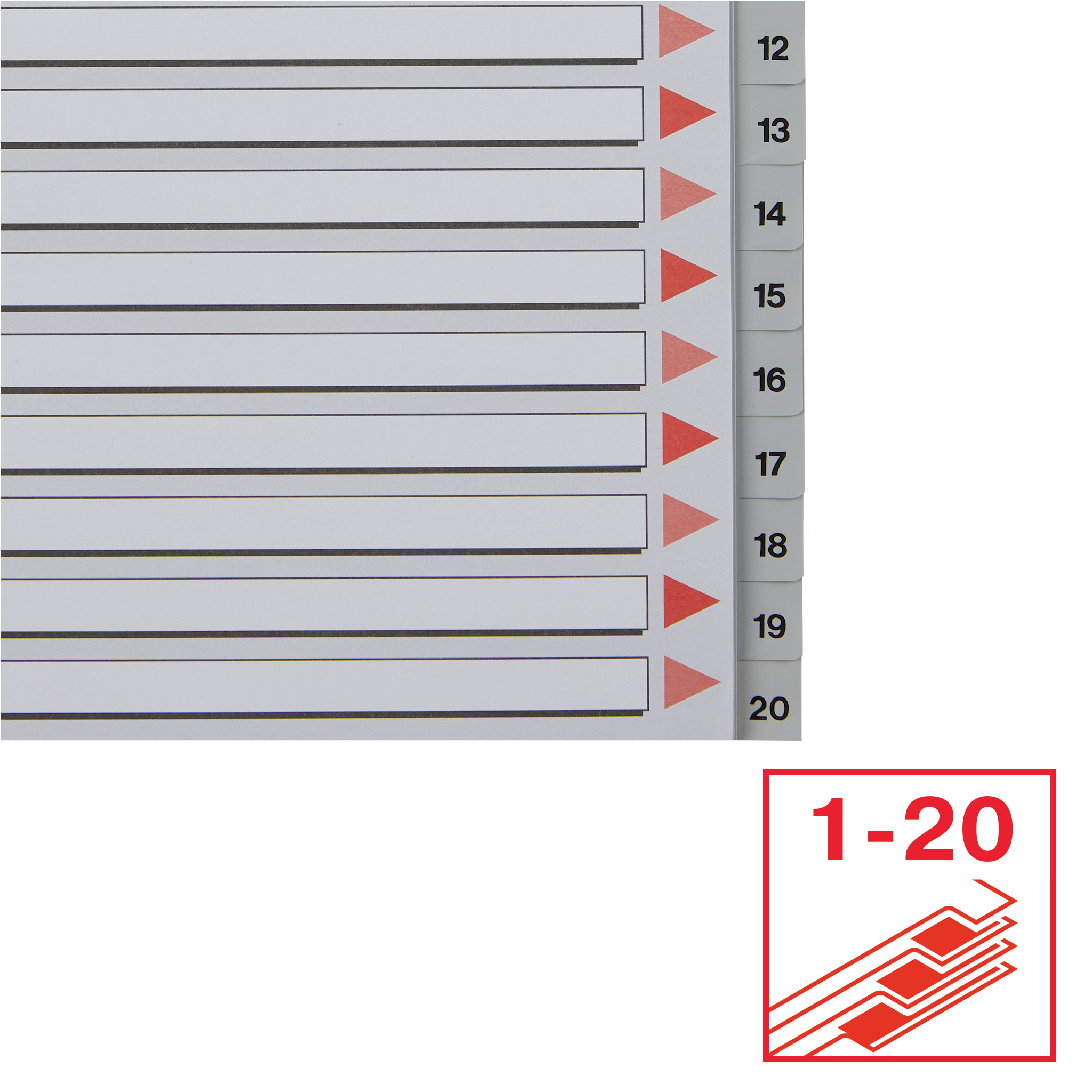 ESSELTE TABBLAD PP GRIJS 1-20
