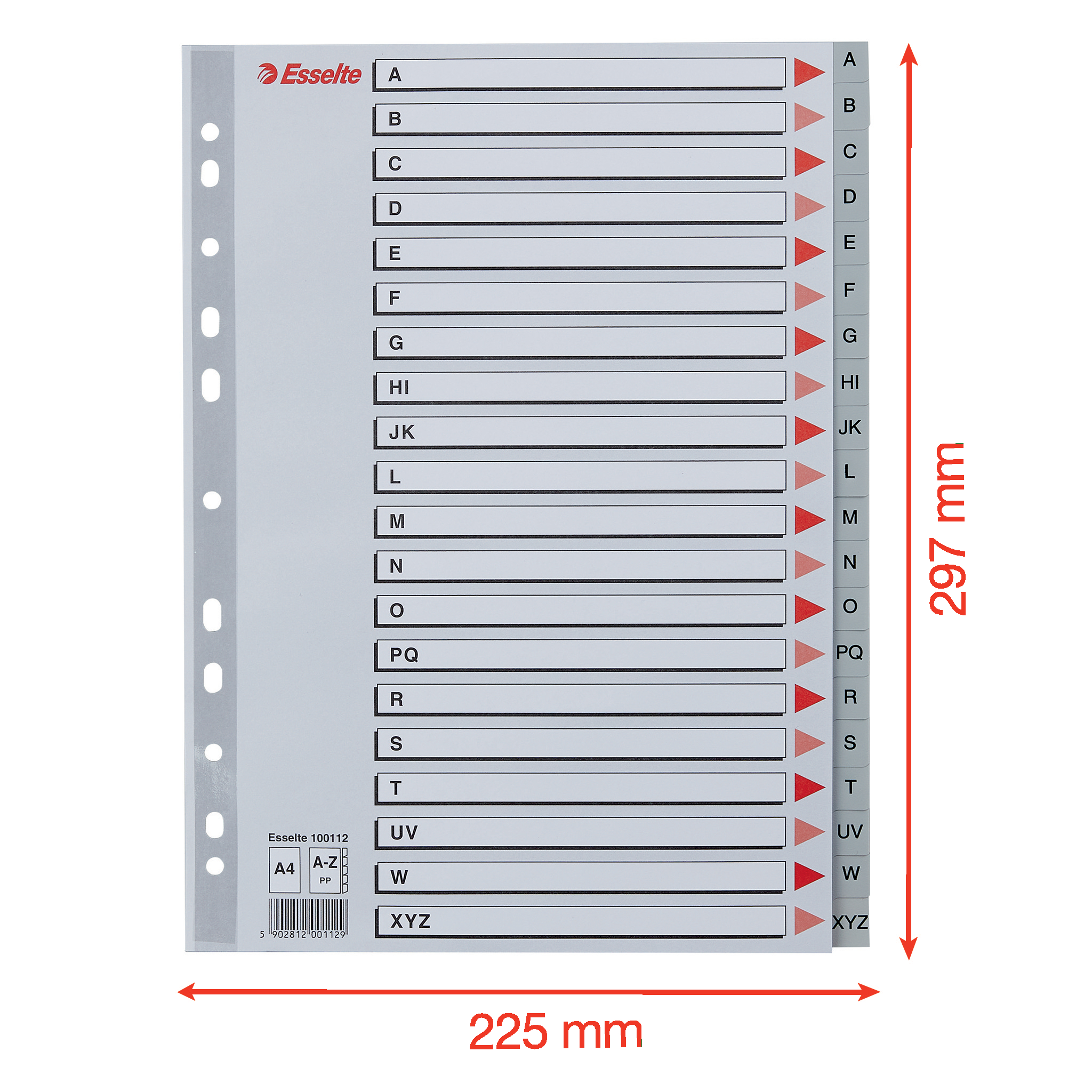 ESSELTE TABBLAD PP GRIJS A-Z                                