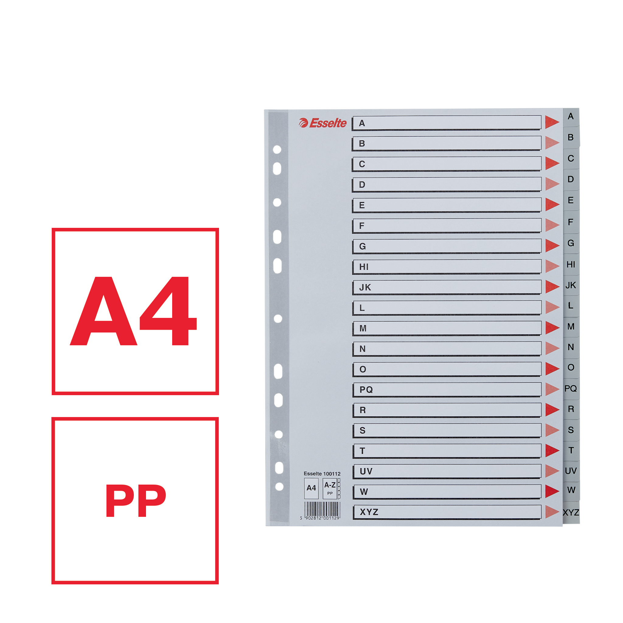 ESSELTE TABBLAD PP GRIJS A-Z                                