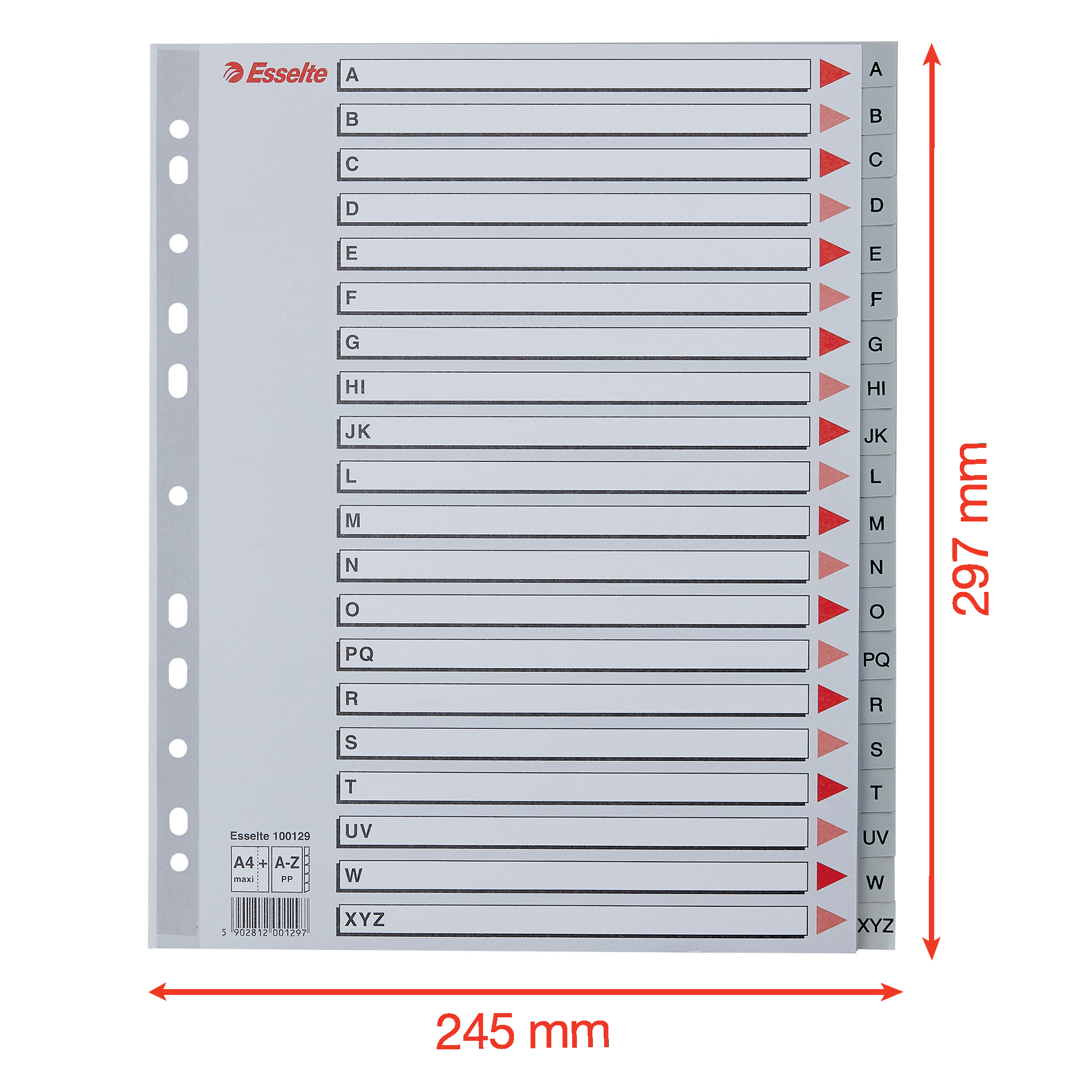ESSELTE TABBLAD PP GRIJS A-Z MAX                            
