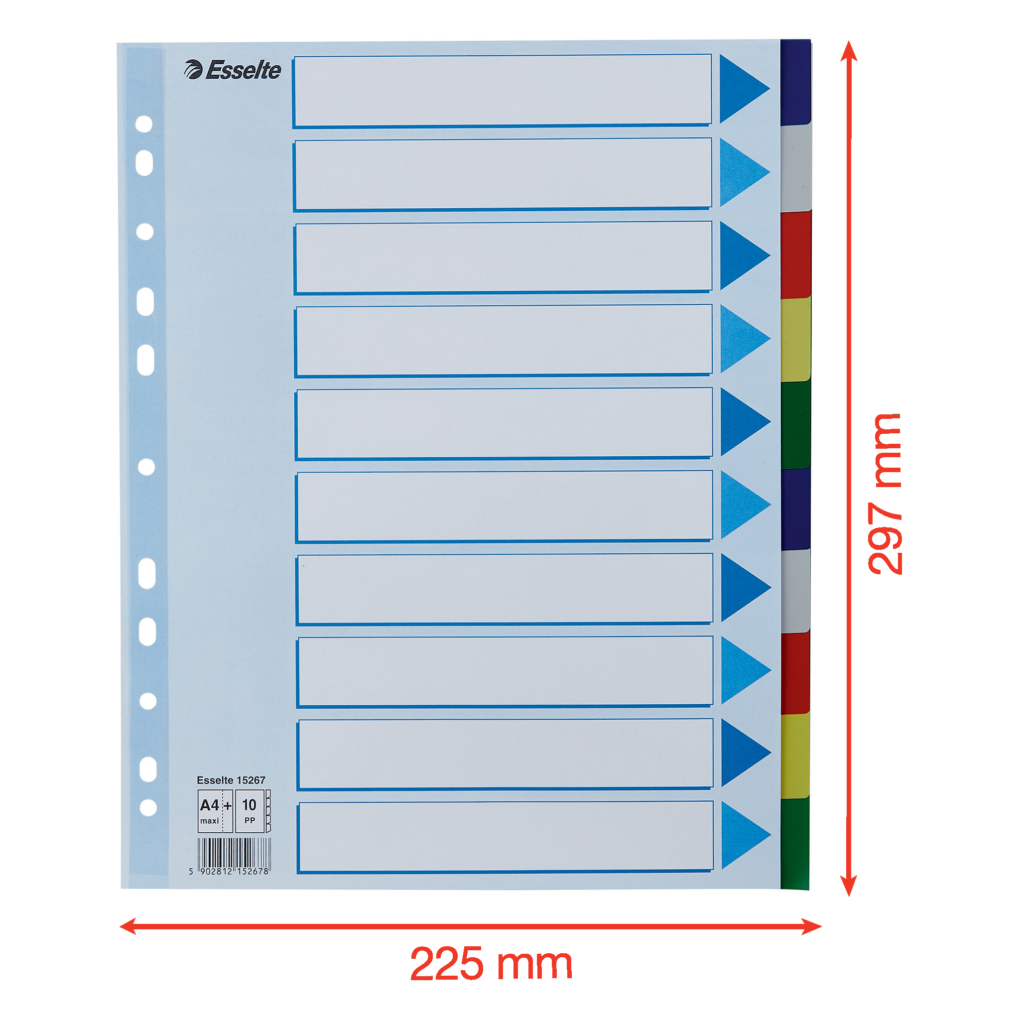 ESSELTE TABBLAD PP KLEUR 10T MAX