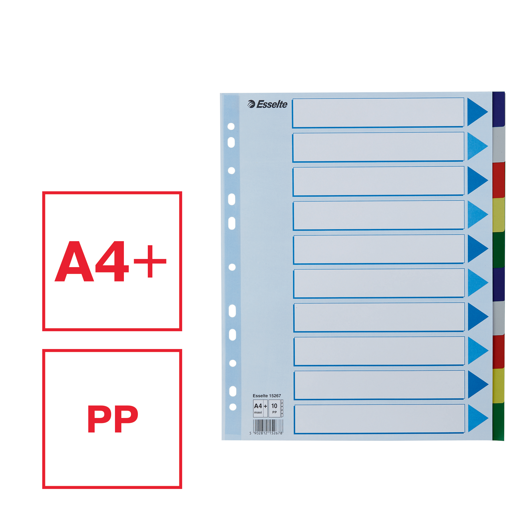 ESSELTE TABBLAD PP KLEUR 10T MAX