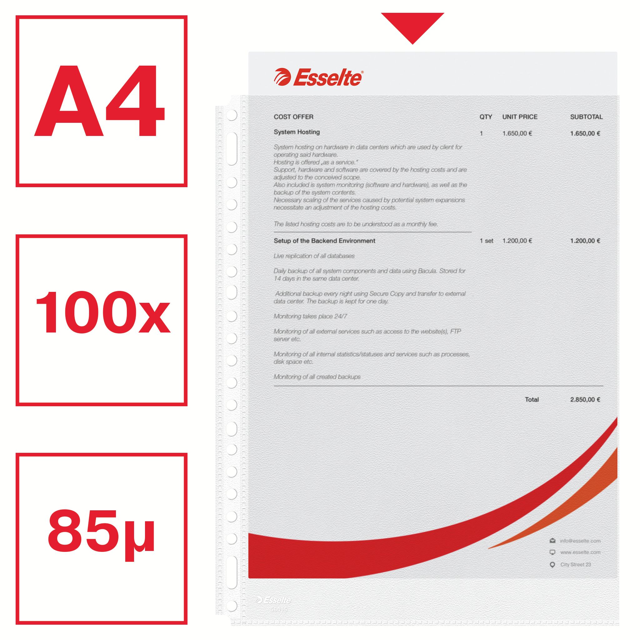 ESSELTE SHOWTAS PP A4 23R 0,08µ 100                         