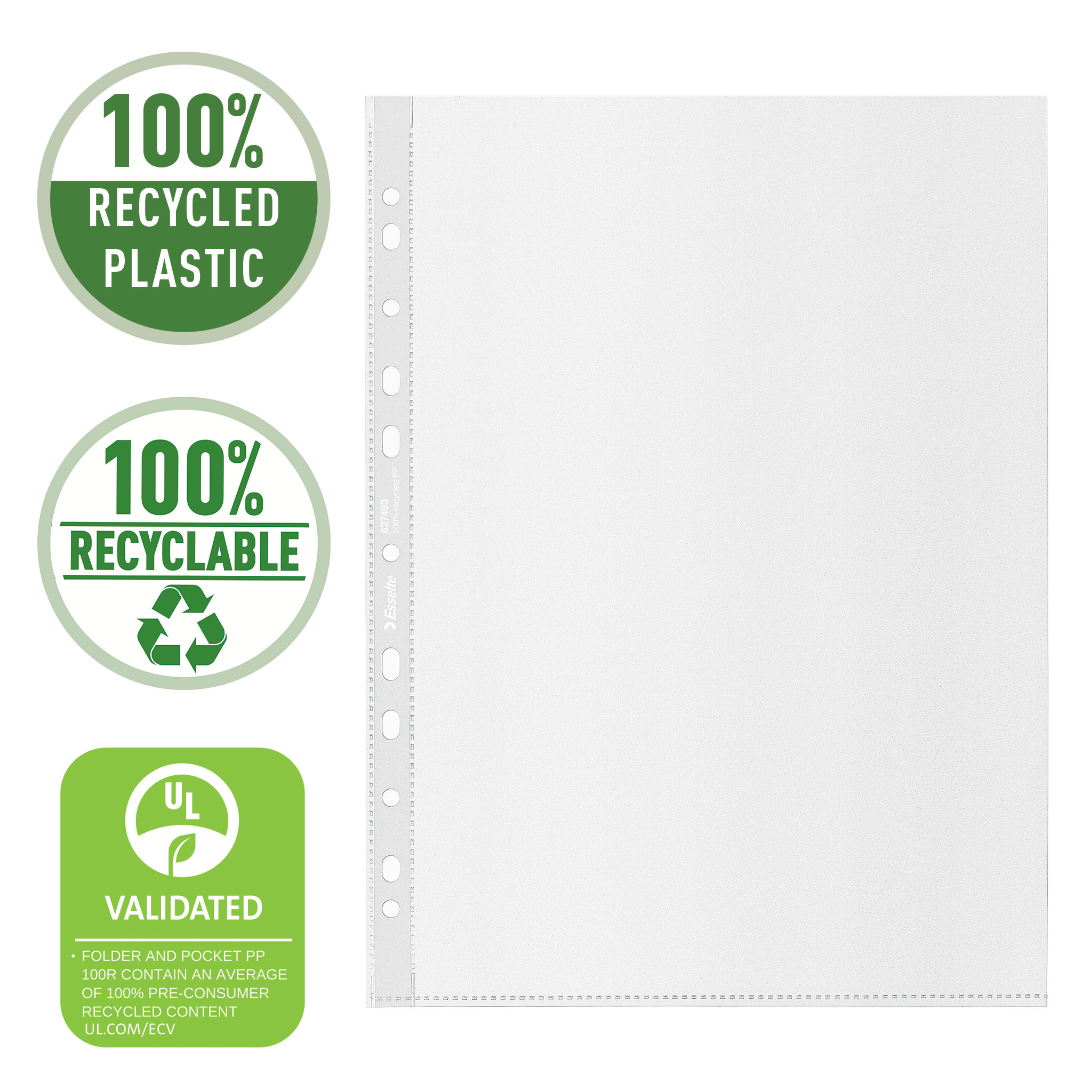 ESSELTE GEPERFOREERDE TASSEN recycled 70µ A4 DOOS 100