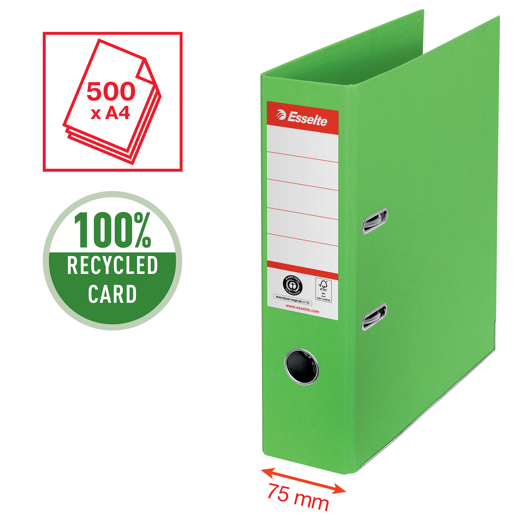 ESSELTE ORDNER 75MM GROEN 10ST