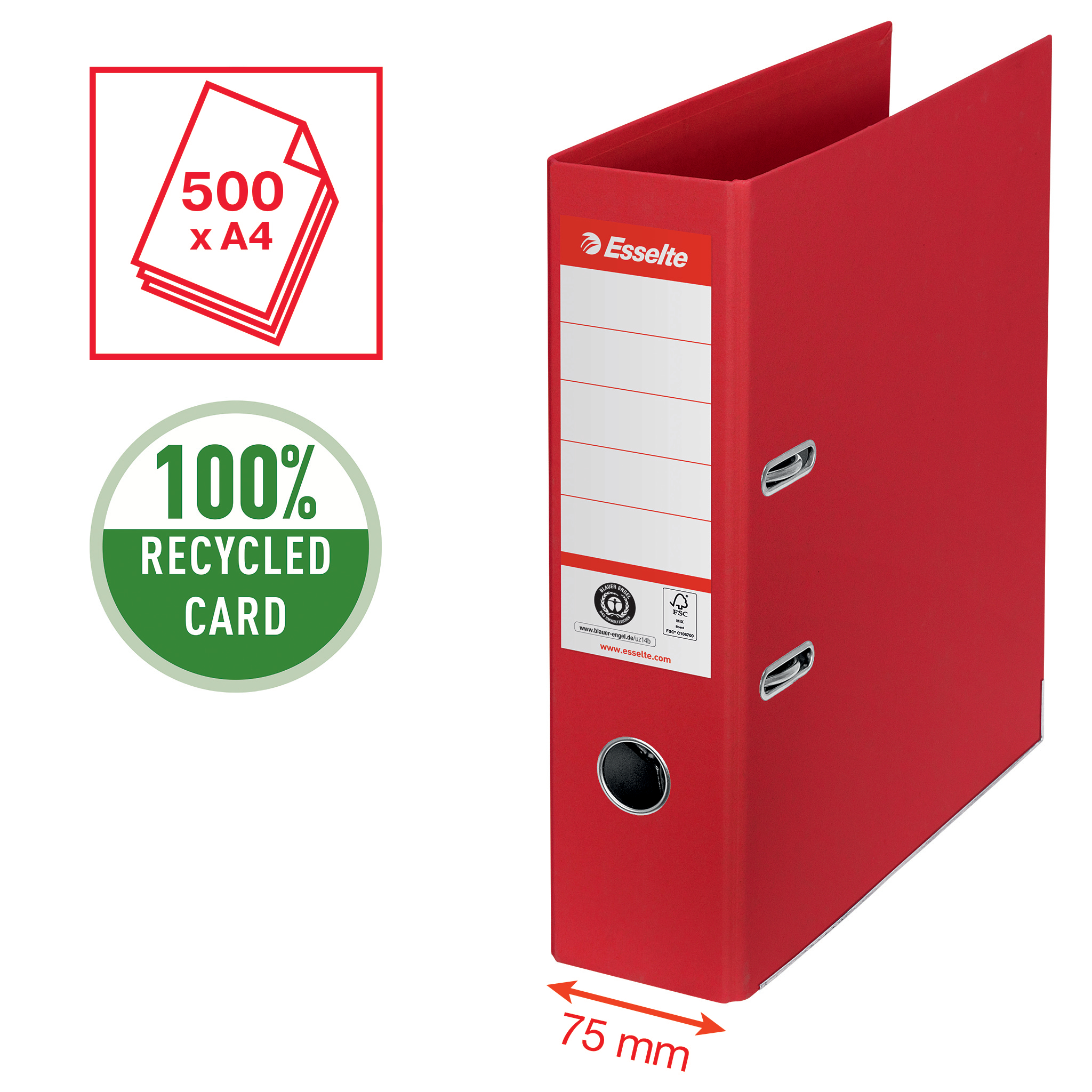 ESSELTE ORDNER 75MM 75MM ROOD