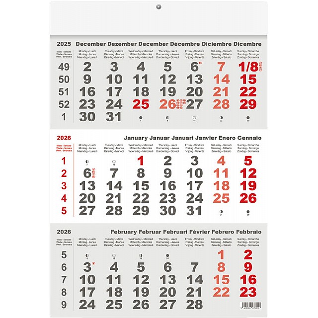 3 MAANDKALENDER 30X39CM