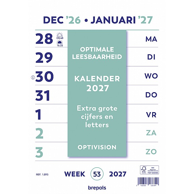 BREPOLS KALENDER WAND WEEK OPTIVISION WIRE