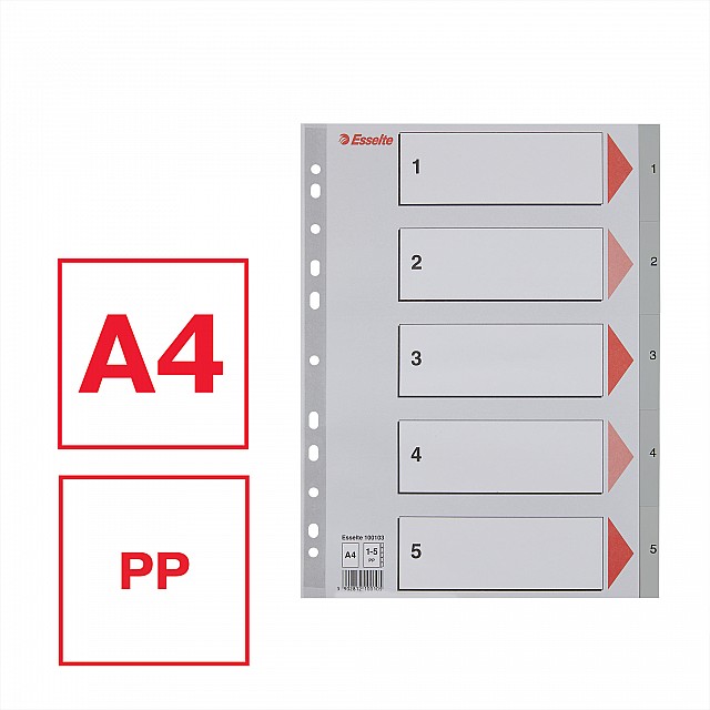 ESSELTE TABBLAD PP GRIJS 1-5
