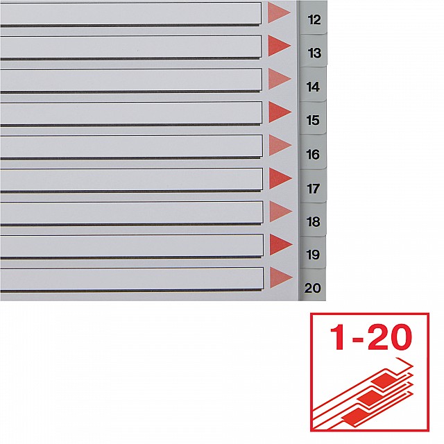 ESSELTE TABBLAD PP GRIJS 1-20