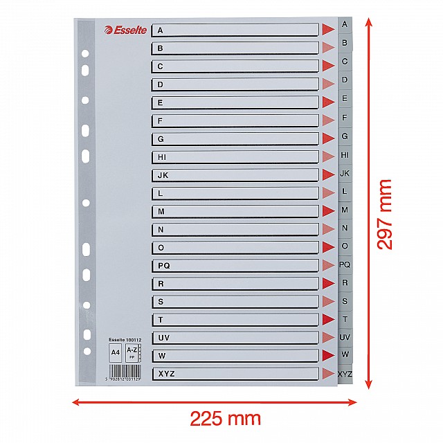 ESSELTE TABBLAD PP GRIJS A-Z                                