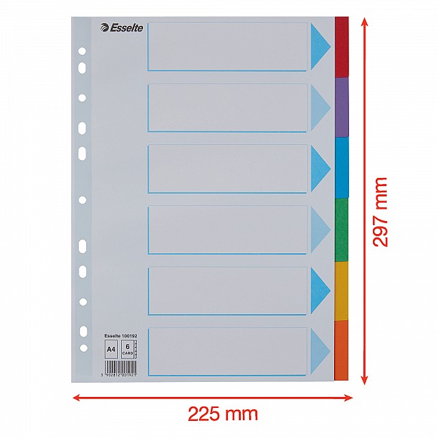 ESSELTE TABBLAD KARTON 160G 6TABS                           