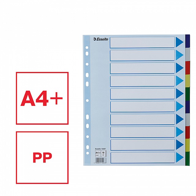 ESSELTE TABBLAD PP KLEUR 10T MAX