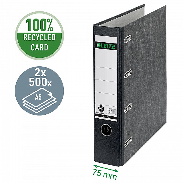 LEITZ DUBBELE ORDNER A4 8CM ZWART