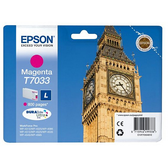 EPSON T7033 inktcartridge magenta standard capacity 9.6ml 80