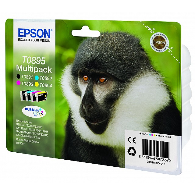EPSON T0895 inktcartridge zwart en drie kleuren standard cap