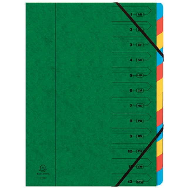 VOORORDNER 12 TABS GROEN