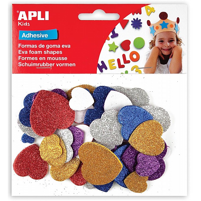 SCHUIMRUBBER GLITTER HART 50ST
