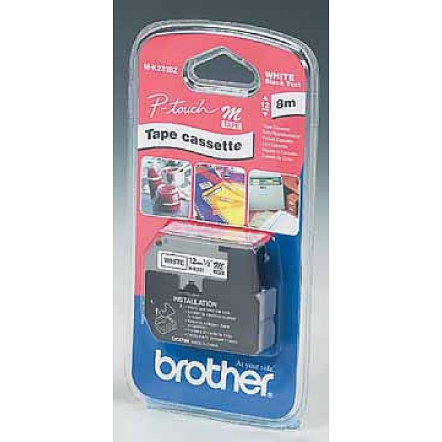 TAPE PT110 12MM WIT/ZWART