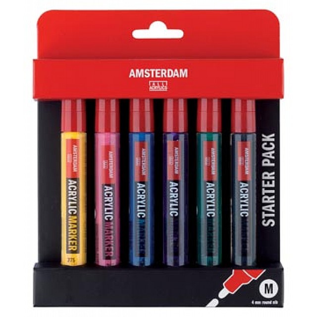 ACRYLIC MARKER STARTER 6X ASS