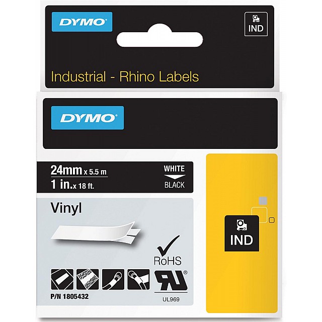 RHINO TAPE 24MM VINYL WIT/ZW