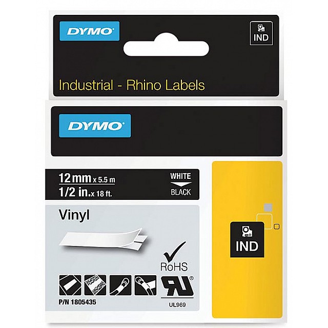RHINO 12MM VINYL WIT OP ZWART