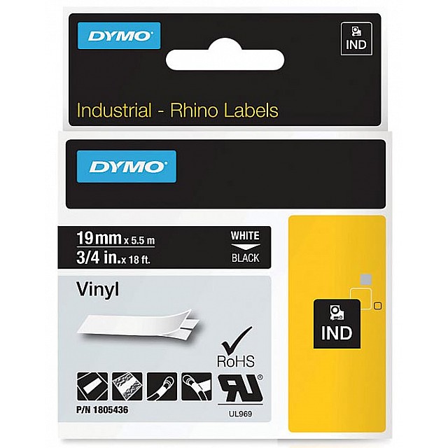 RHINO 19MM VINYL WIT OP ZWART