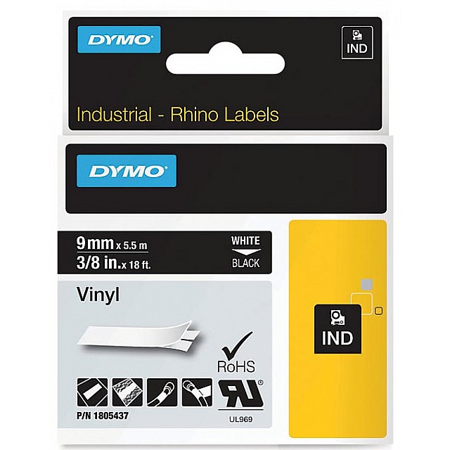 RHINO 9MM VINYL WIT OP ZWART