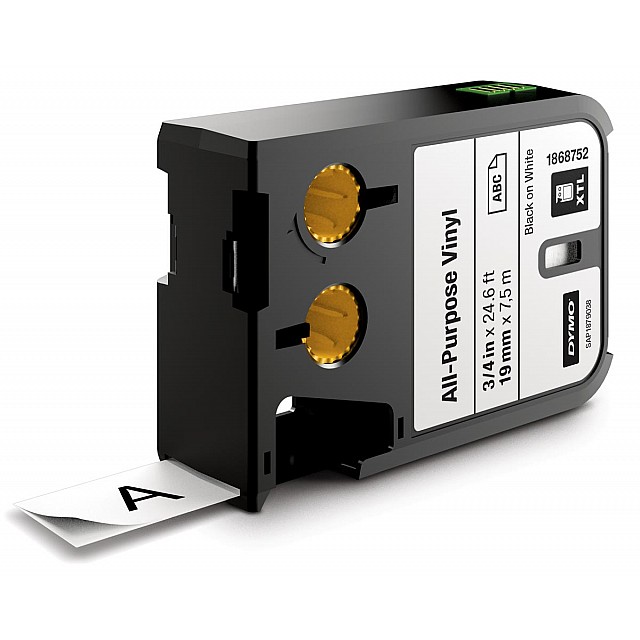 DYMO TAPE XTL 19MM ZW/WT VINYL