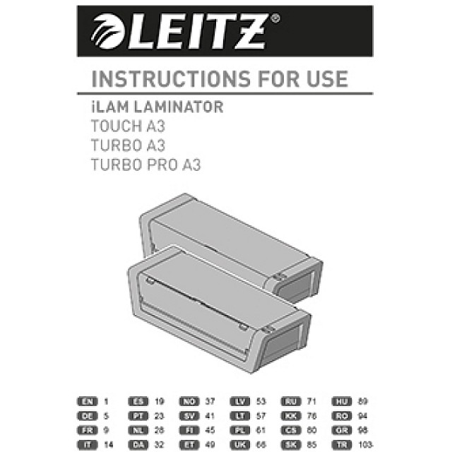LEITZ I LAM TOUCH2 A3 TURBO LAMINEERTOESTEL