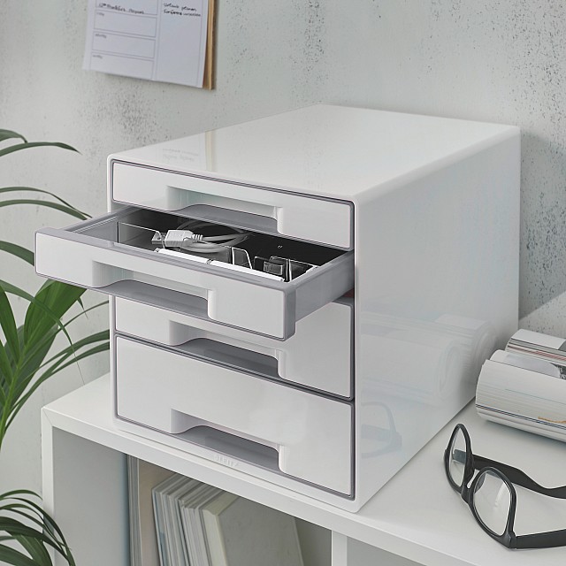 LEITZ DESK CUBE 4L WOW WIT/GRIJS