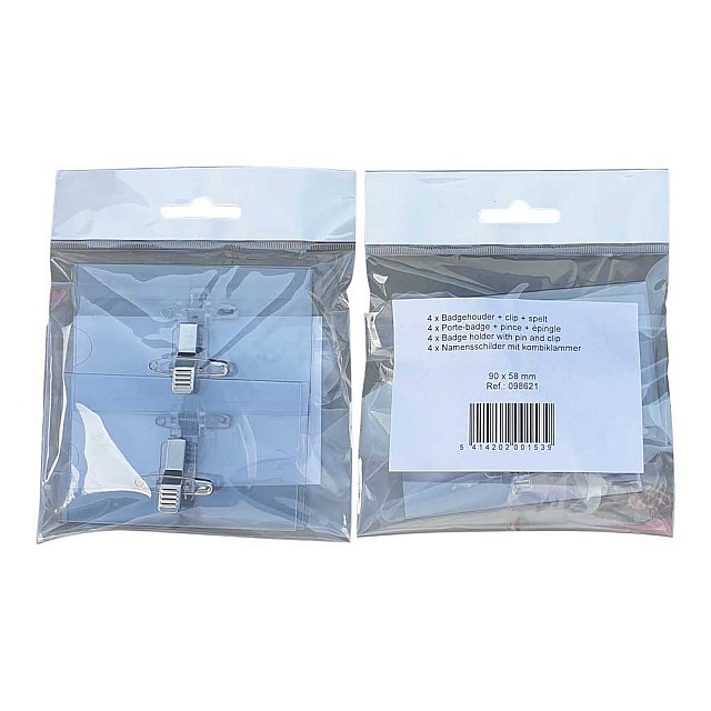 BRONYL BADGEHOUDER CLIP EN SPELD 4ST