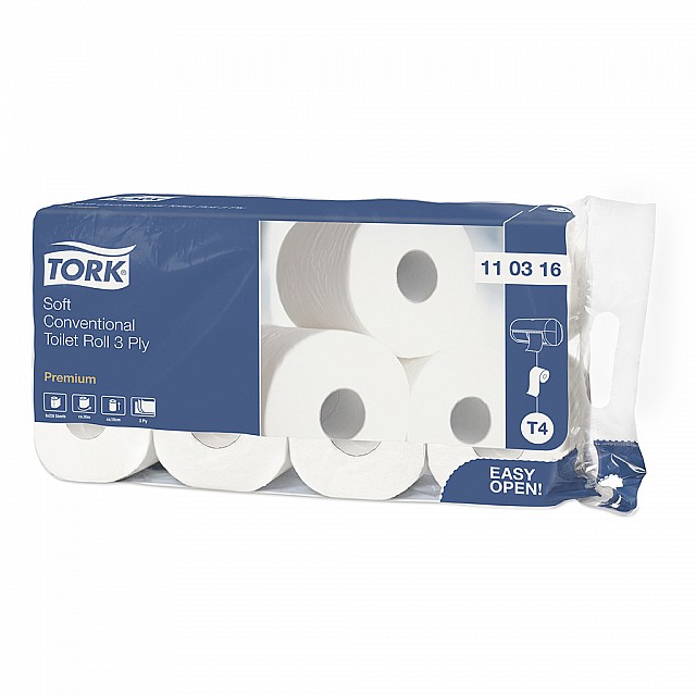 Toiletpapier Tork T4 Extra Soft 3-lg 250vel 72 rollen (9x8)
