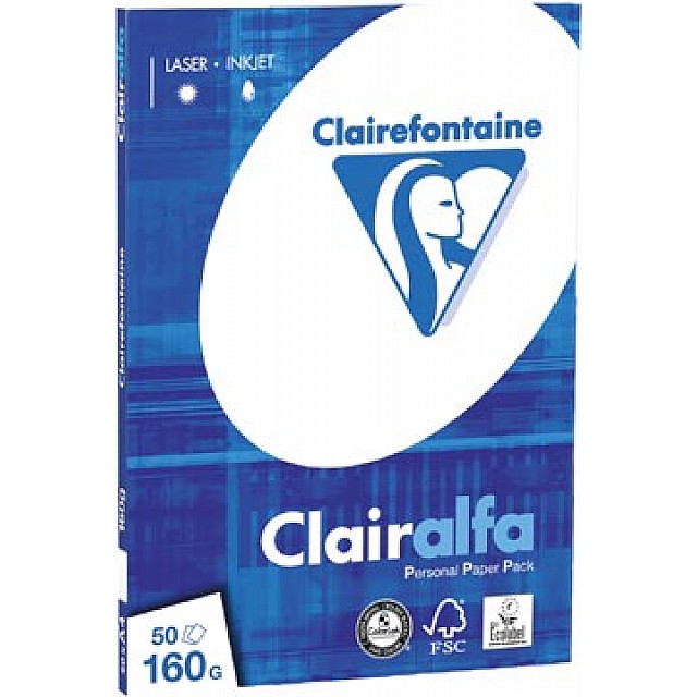 CLAIREFONTAINE PAPIER A4 160GR 50ST WIT