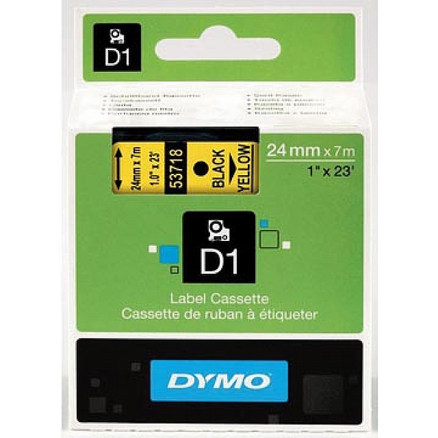 DYMO TAPE 24MM 53718 ZWART/GEEL