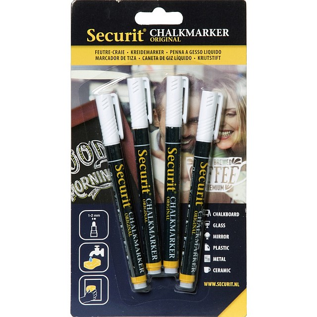 SEC KRIJTMARKER 1-2MM WIT SET 4ST