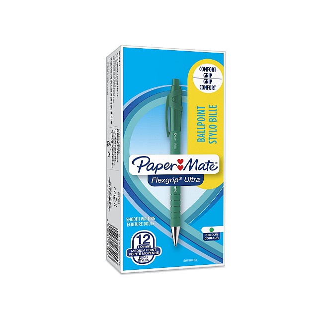 PAPERMATE balpen FLEXGRIP ULTRA 12ST GROEN MED