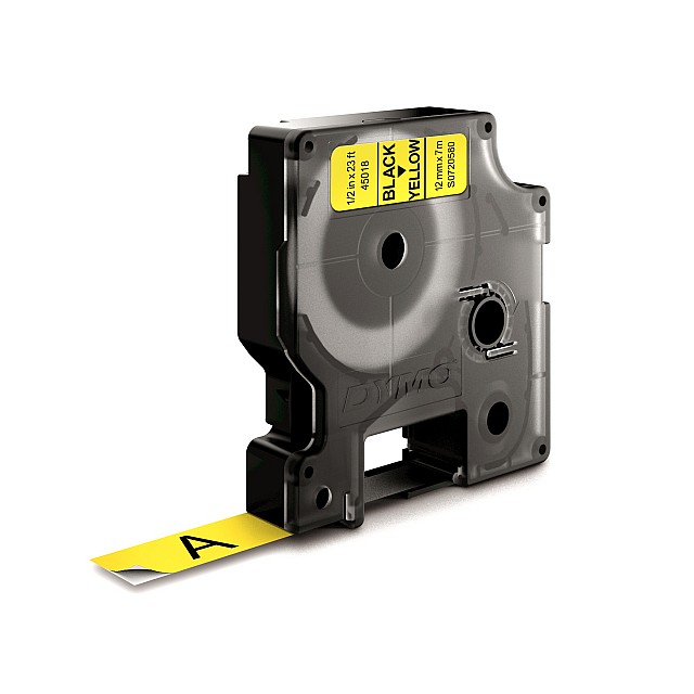 DYMO TAPE 12MM 45018 ZWART/GEEL