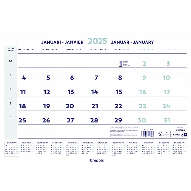 BREPOLS KALENDER MAAND WIRE-O