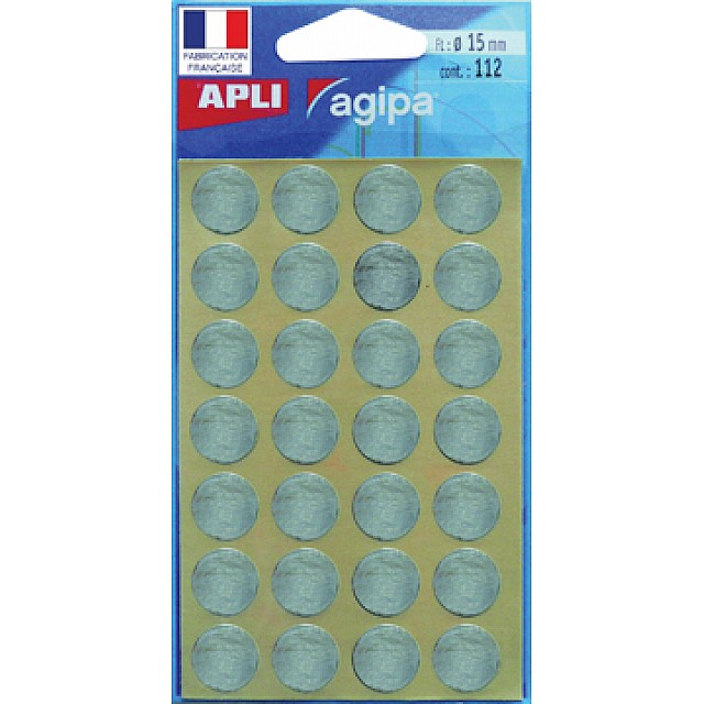ETIK ZILVER ROND 15MM 112ST