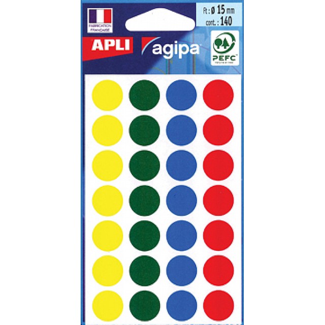 ETIKET ASS ROND 15MM 140ST