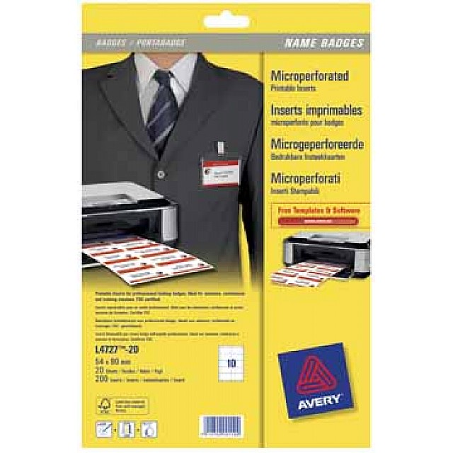 NAAMBADGES 54X90MM WT 200ST