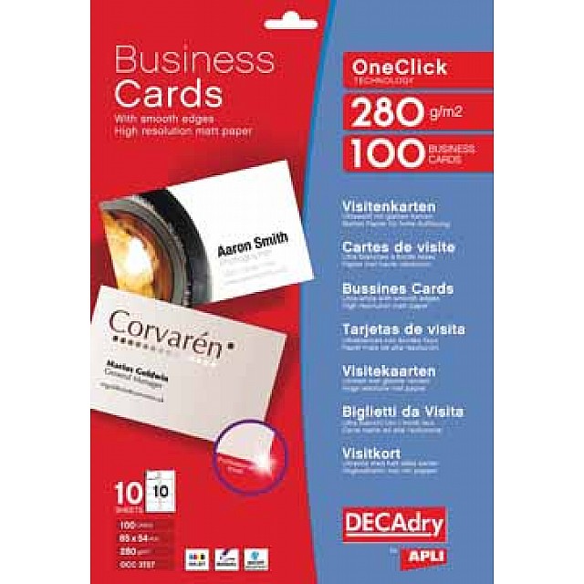 DECADRY VISITEKAARTJES ONE CLICK MAT 100st