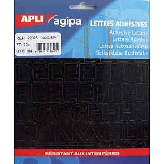 P.184 KLEEFLETTERS 20MM ZWART