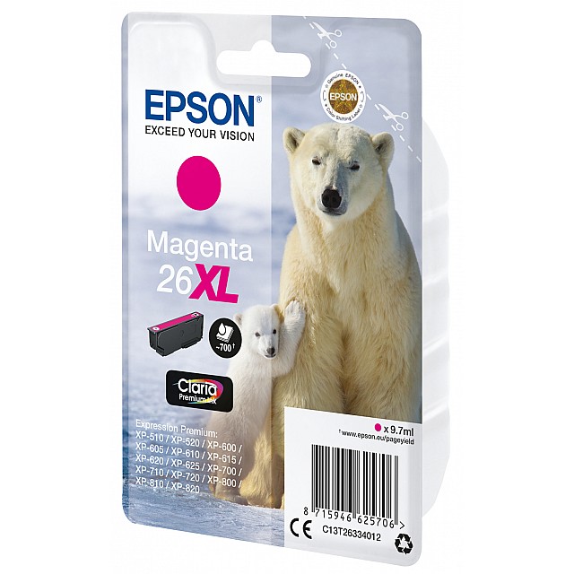 EPSON 26XL inktcartridge magenta high capacity 9.7ml 700 pag