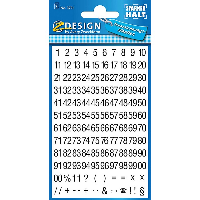 ETIK 1-100 ZWART OP WIT